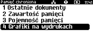 POJEMNOŚĆ PAMIĘCI Funkcja wyświetla informację o ilości wolnego miejsca w pamięci chronionej. Klawiszami i wybrać pozycję 3 Pamięć chroniona i zatwierdzić klawiszem.