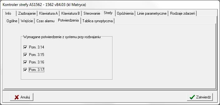 rozbrojenie było potwierdzane z systemu.