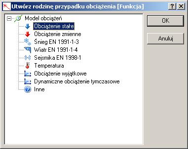 Tworzenie rodziny przypadków Dostęp do poleceń Pilot: kliknij prawym przyciskiem na pozycję "Obciążenia" i z menu kontekstowego wybierz opcję "Utwórz rodzinę przypadku"