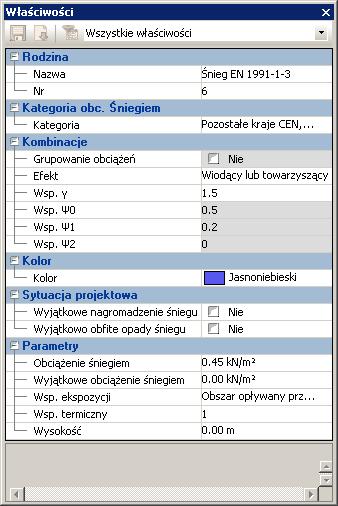 W przypadku rodzin przypadków klimatycznych oraz sejsmicznych, parametry te są powiązane z bieżącymi normami (patrz strona 12 jak wybrać normy dla projektu).