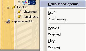 Tworzenie obciążeń Istnieją 4 rodzaje obciążeń: 1. Obciążenia skupione; 2. Obciążenia liniowe; 3. Obciążenia powierzchniowe; 4. Wymuszone przemieszczenia.