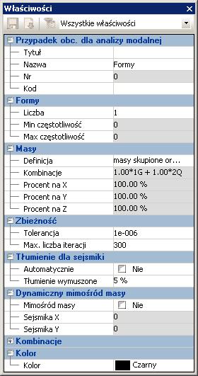 Konfiguracja analiz Rodzaje analiz, które utworzysz są wyświetlane w Pilocie w systemie "Hipotezy": Skonfiguruj właściwości przypadków analiz jak pokazano poniżej: Analiza modalna Wyświetla nazwę,