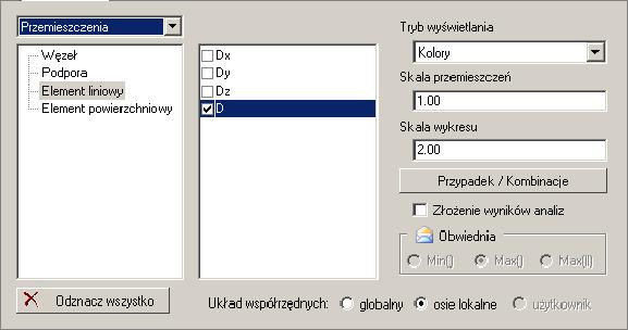 Konfiguracja wyświetlania wyników MES Dostęp do poleceń Menu: Analiza > Ustawienia wyników; Pasek narzędzi Analiza-wyniki MES: kliknij ; W obszarze rysowania: kliknij prawym przyciskiem i z menu