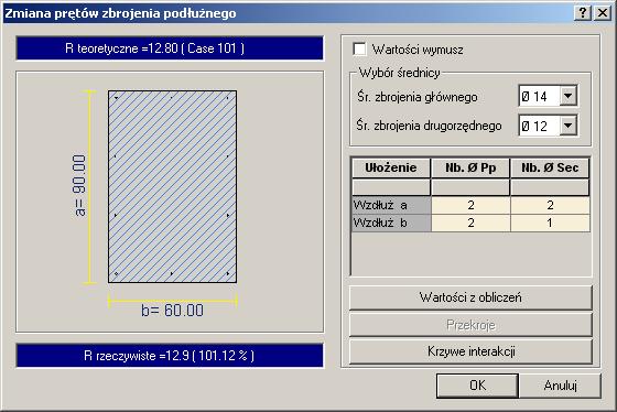 W trybie "automatycznym" długości wyboczeniowe są definiowane po wybraniu metody obliczeń w oknie hipotez obliczeniowych dla elementów żelbetowych (patrz strona 181).