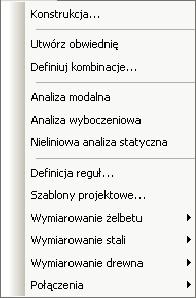 Menu Hipotezy Z tego menu, można uzyskać dostęp do poleceń, które umożliwiają konfigurację parametrów