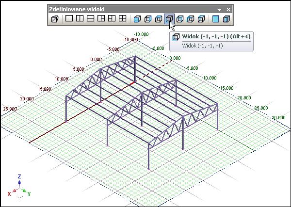 Widok 3D (-1, -1, -1) 4. 5. Widok w płaszczyźnie roboczej: Kliknij ten przycisk aby wyświetlić płaski widok w płaszczyźnie roboczej.