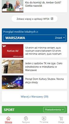 Waga: do 20kb Tekst: do 40 znaków Mobile Belka WP Lokalnie w listingu artykułów na