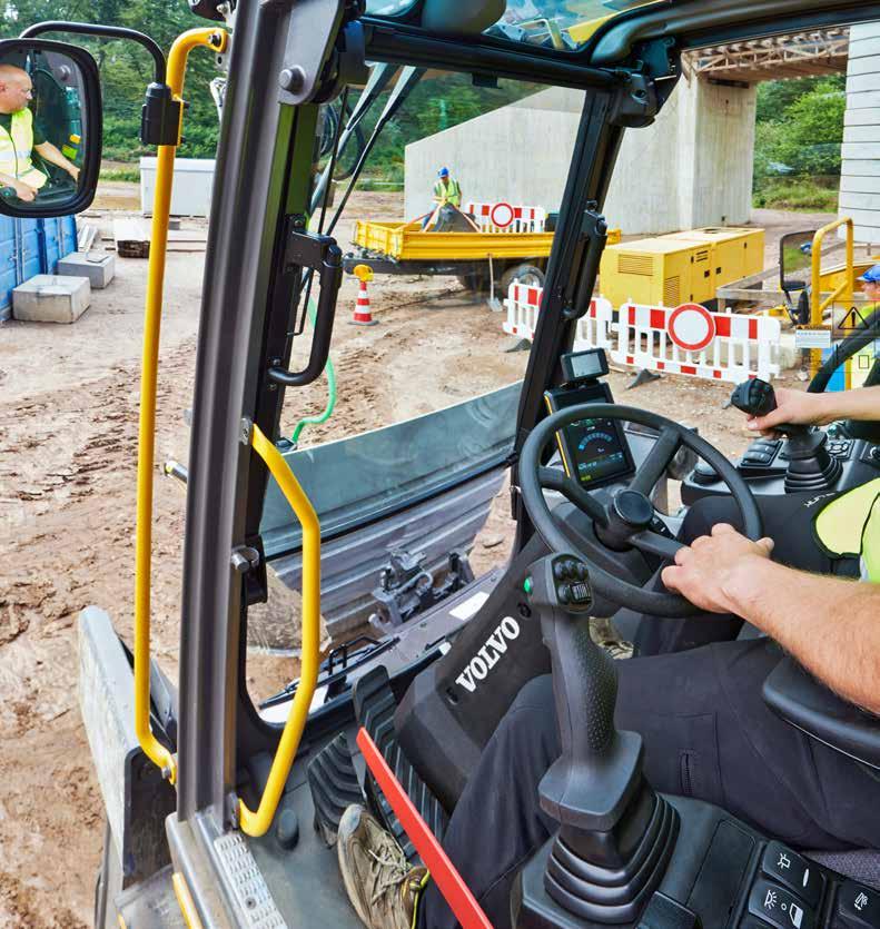 Kabina Zajmująca czołową pozycję w branży kabina Volvo zapewnia skonałą wiczność, która jest niezwykle ważna pod względem zapewnienia operatorowi komfortu, kontroli i bezpieczeństwa w miejscu