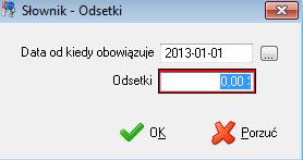 Po naciśnięciu DOPISZ możliwe jest wprowadzenie nowej stawki odsetek.