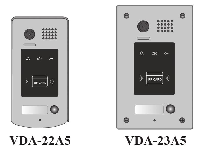 Kasety zewnętrzne 1-lokatorskie VDA-22A5 VDA-23A5 do 2-żyłowego systemu