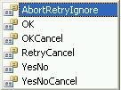 Abort, Cancel, Ignore, No, None, OK, Retry, Yes Przykład z reakcją