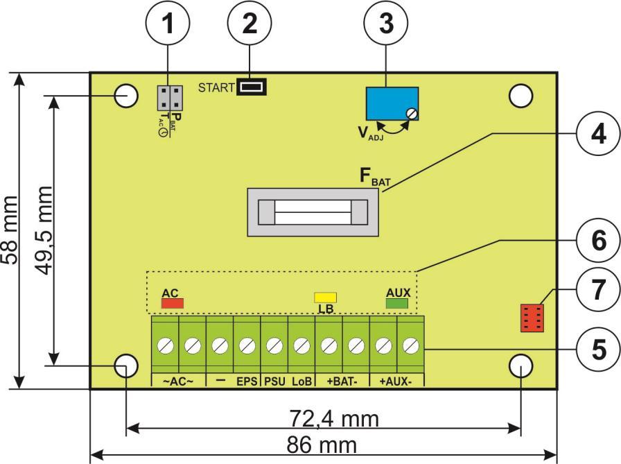 Rys. 2. Widok płyty pcb zasilacza. Tabela 2. Elementy zasilacza (patrz rys. 3).