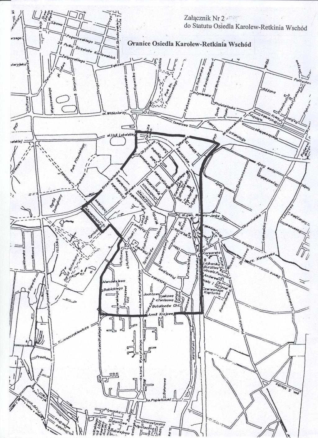 Załącznik nr 2 do Statutu Osiedla Karolew-Retkinia Wschód Granice Osiedla
