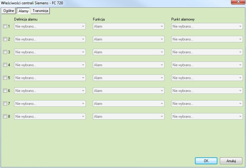 8.2 Zakładka Alarmy W tej zakładce możemy określić do 8 