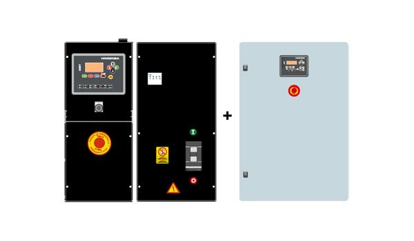 MODEL PANELU STEROWANIA AS5 + CC2 Automatyczny z kontrolą sieci i SZR-em z wyświetlaczem. Wyświetlacz będzie znajdował się w agregacie i skrzynce SZRu.