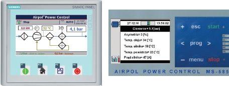 - algorytm AutoTlse automatyczne sterowanie czasem pracy biegu jałowego, ograniczające zużycie energii - wybór trybu pracy - możliwość zaprogramowania trybu pracy sprężarki wg zapotrzebowania