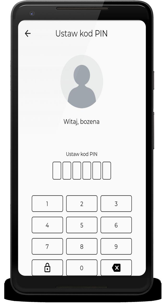 Po użyciu przycisku Zaloguj się wyświetli się poniższy ekran, gdzie należy ustawić kod PIN.