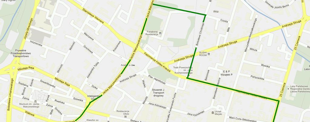 Rys. 2. Zasięg obszaru objętego badaniami dostępności do parkingów w Radomiu. Źródło: opracowanie autorów na podstawie planu maps.google.