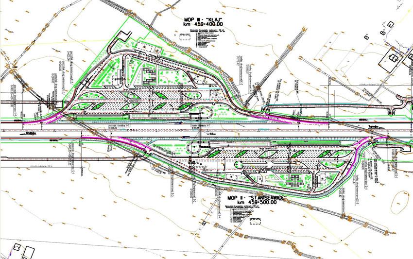 , - stanowiska parkingowe dla samochodów ciężarowych równoległe 5 szt.