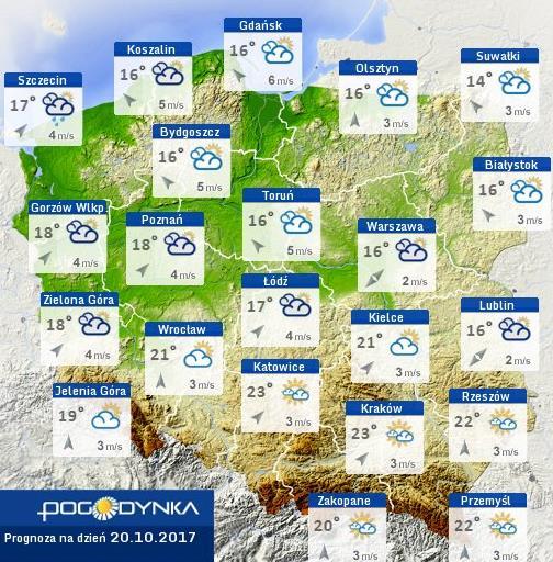 Prognoza pogody dla Polski na dziś Prognoza pogody dla Polski