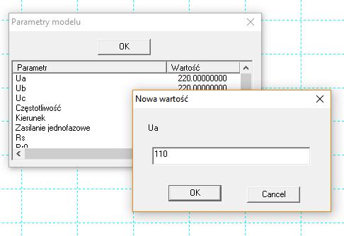 Rys. 4. Widok okna po wyborze opcji warunki początkowe Rys. 5. Widok okna po wyborze opcji parametry modelu Kolejny przycisk (warunki początkowe - rys.