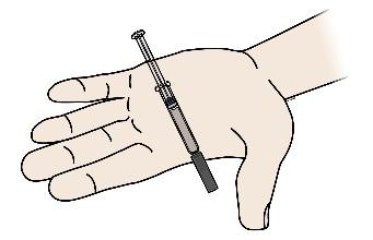 Tłok ampułko-strzykawki Cylinder Etykieta na ampułko-strzykawce z datą ważności Założona szara osłonka igły Lek Zawsze należy trzymać