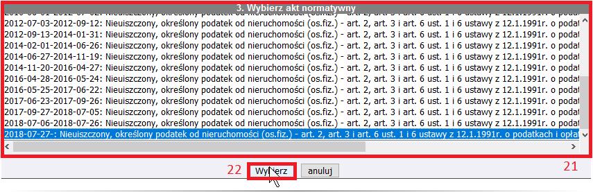 aktu normatywnego obowiązującego w dniu powstania zaległości podatkowej.