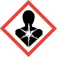 Hasło ostrzegawcze: niebezpieczeństwo Zwrot wskazujący rodzaj zagrożenia: H350: może powodować raka (podać drogę narażenia, jeżeli definitywnie udowodniono, że inna droga narażenia nie powoduje