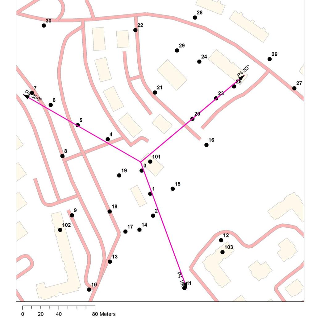 Sprawozdanie: nr 0110101017/GDA03 Strona 19 z 86 C. Badany obiekt Lokalizacje punktów pomiarowych w otoczeniu badanej stacji bazowej przedstawiono na Rys.