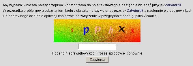 Strona startowa Generatora Wniosków Po uruchomieniu przeglądarki internetowej (zalecane przeglądarki: Internet Explorer, Chrome) pojawi się strona z kodem.