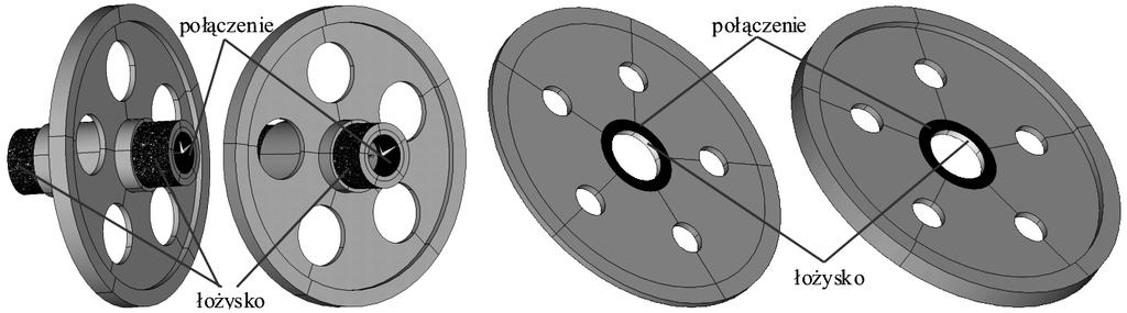 Natomiast węzłom leŝącym na powierzchni oznaczonej połączenie odebrano stopień swobody związany z przemieszczeniem węzłów wzdłuŝ osi symetrii kaŝdego modelu. 89 Rys. 3. Model 1 i model 2 Fig. 3. Model 1 and model 2 Rys.