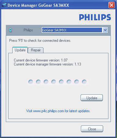 9 Aktualizacja oprogramowania sprzętowego za pośrednictwem programu Philips Device Manager Instalacja programu Philips Device Manager 4 Postępuj według instrukcji wyświetlanych na ekranie, aby