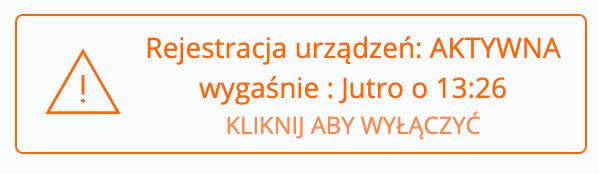 Jeżeli kreator dodawania wyświetli komunikat o treści Rejestracja urządzeń we/wy jest obecnie wyłączona. Aby kontynuować przejdź na stronę cloud.supla.