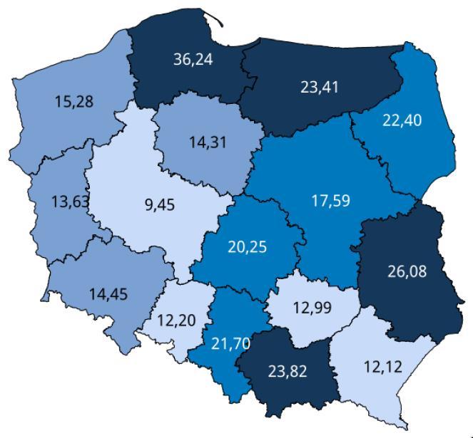 Wskaźnik zapadalności rejestrowanej na wrodzone zaburzenia krzepnięcia i skazy krwotoczne /100 tys.