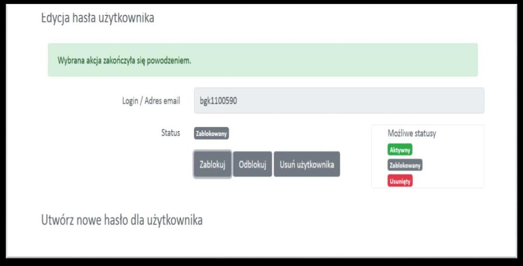 Ekran 12 Zablokowanie hasła użytkownika Zostaje zaprezentowany komunikat na ( Ekran12).