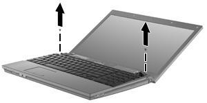 9. Otwórz maksymalnie pokrywę komputera. OSTROŻNIE: Nie używaj siły do odchylenia ekranu poza zakres otwierania zawiasów pokrywy.