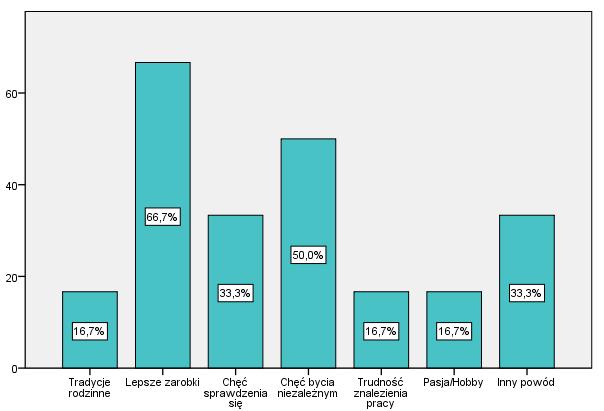 Wykres 13. Powody podjęcia własnej działalności gospodarczej.