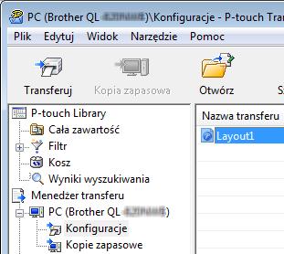 Przesyłanie szablonów za pomocą aplikacji P-touch Transfer Express (tylko systemy Windows ) Zapisywanie szablonu do pliku pakietu transferu (.