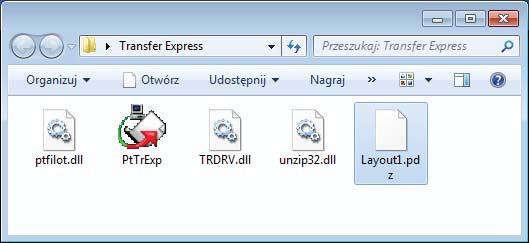 Przesyłanie szablonów za pomocą aplikacji P-touch Transfer Express (tylko systemy Windows ) Udostępnianie pliku pakietu transferu (.