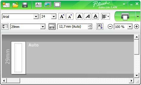 Jak korzystać z aplikacji P-touch Editor Lite LAN (tylko systemy Windows ) Okno układu 8 1 2 3 1 Pasek narzędzi poleceń 2 Pasek właściwości 3 Widok etykiety 8 1 Pasek narzędzi poleceń Ikona Wyświetla