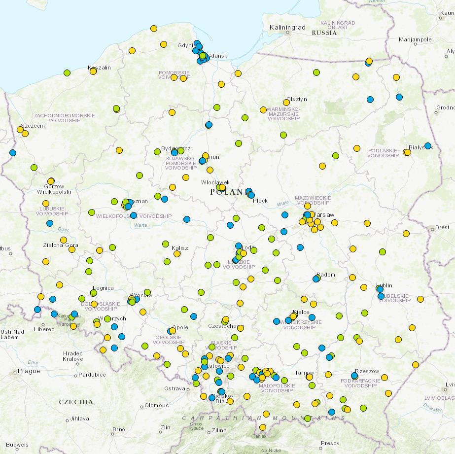 Sieć pomiarów jakości powietrza w Polsce Podstawowe mierzone