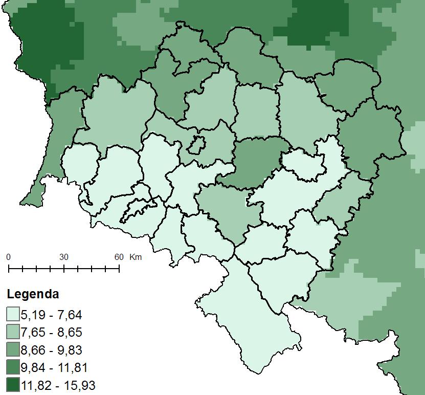 na obszar poszczególnych powiatów