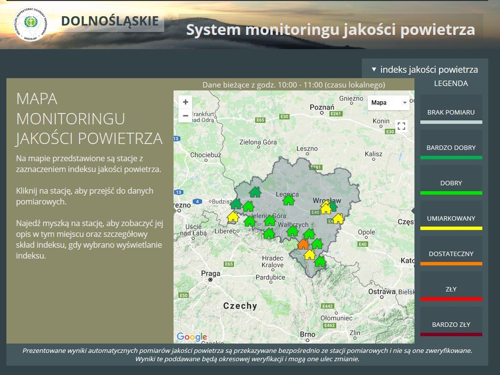 pomiarów ze stacji monitoringu jakości powietrza: http://powietrze.