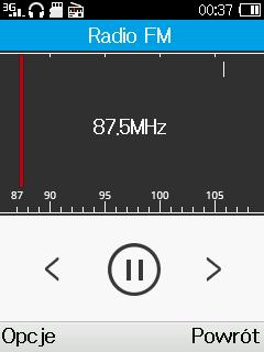 z nich. Wybór istniejącego kanału: a. Z poziomu ekranu głównego radia FM: Przyciśnij w lewym lub prawym kierunku., aby zmienić kanał. b.