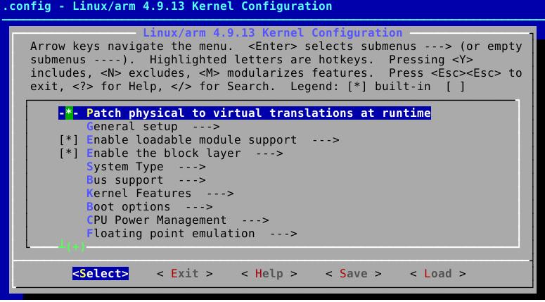 Konfiguracja jadra - Raspberry Pi Konfiguracja z interfejsem graficznym: cd l i n u x KERNEL=kernel7 make ARCH=arm