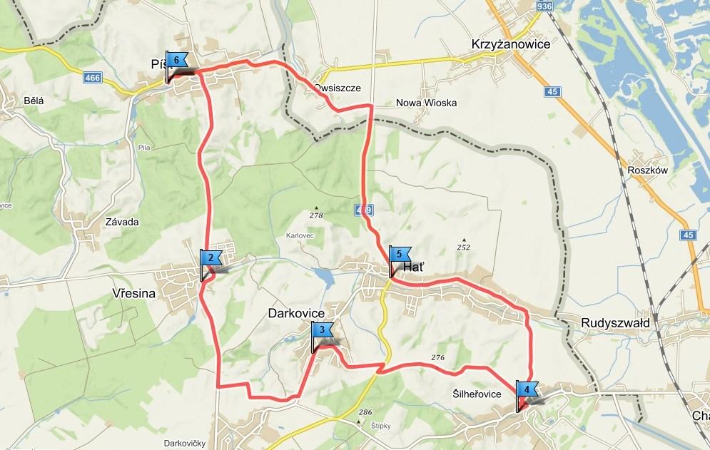 15 ARKUSZ DO TRASY NR 8 Píšť Vřesina Darkovice Šilheřovice Hať Píšť Długość trasy: 25,5 km Délka trasy: 25,5 km