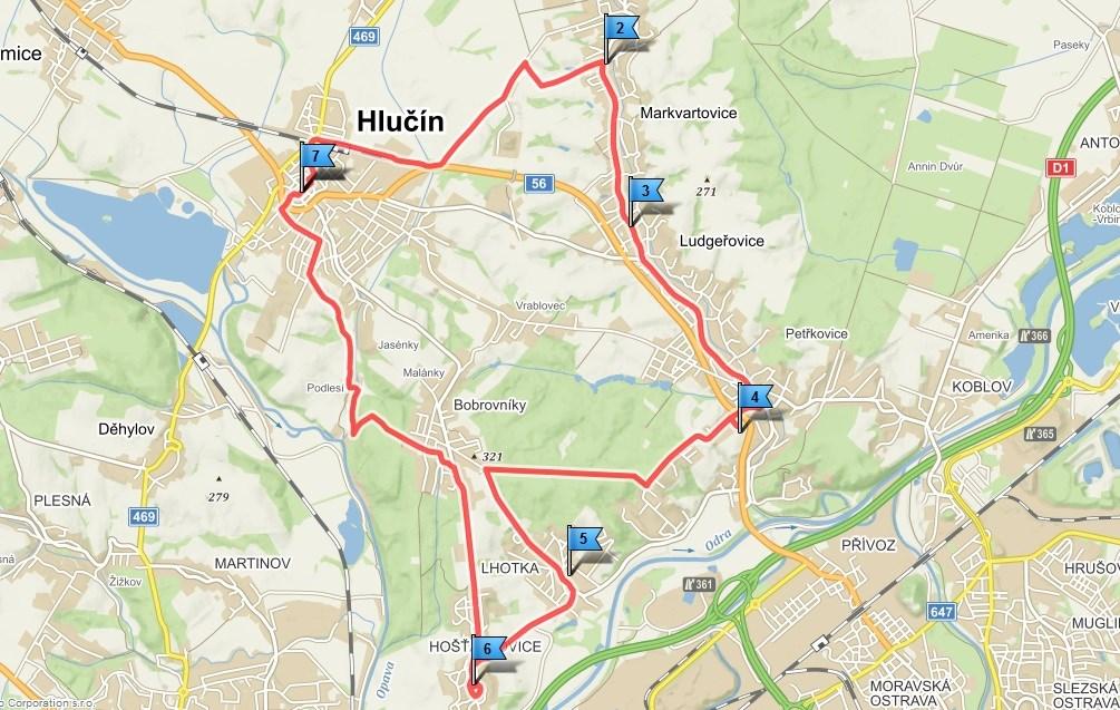 17 ARKUSZ DO TRASY NR 9 Hlučín Markvartovice Ludgeřovice Ostrava - Petřkovice Ostrava - Lhotka Ostrava - Hošťálkovice Hlučín Długość trasy: 24,1 km Délka