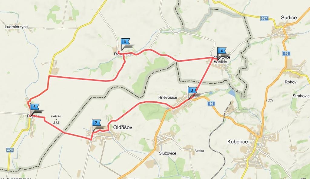 5 ARKUSZ DO TRASY NR 3 Pilszcz Oldřišov Hněvošice Ściborzyce Wielkie Rozumice Pilszcz długość trasy: 21,8 km Délka trasy: 21,8 km