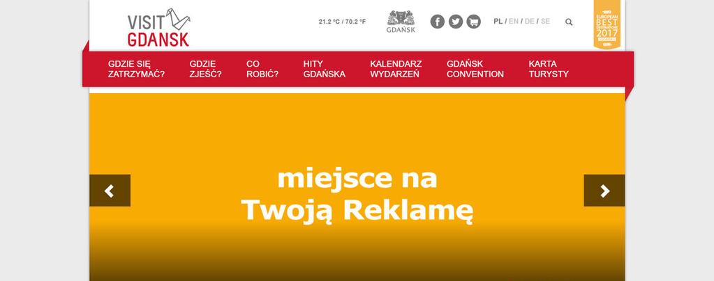 Reklama płatna Baner na stronie głównej portalu Reklama znajduje się w najbardziej widocznej sekcji strony.