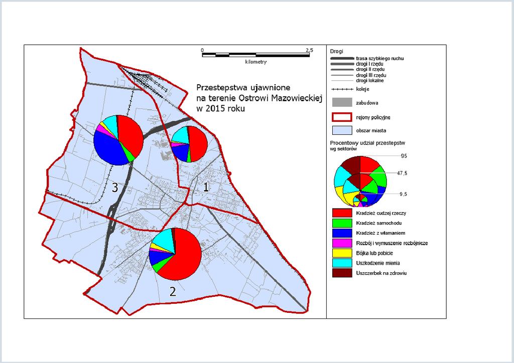 Diagnoza czynników i zjawisk kryzysowych oraz skali i charakteru potrzeb rewitalizacyjnych w Mieście Ostrów Mazowiecka Mapa 9.